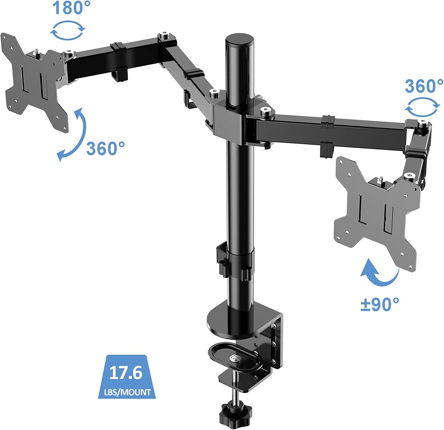 Rocelco 46" Large Height Adjustable Standing Desk Converter with Double Monitor Mount BUNDLE - Sit Stand Up Computer Workstation Riser - Retractable Keyboard Tray - Teak Wood Grain (R DADRT-46-DM2)