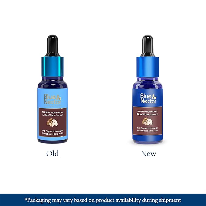 Blue Nectar Rice Water Kojic Acid Face Serum | Plant Based Almond Serum for Even Skin Tone | for Women & Men with Rice Water & Mushroom | All Skin Types (13 Herbs,1Fl Oz)