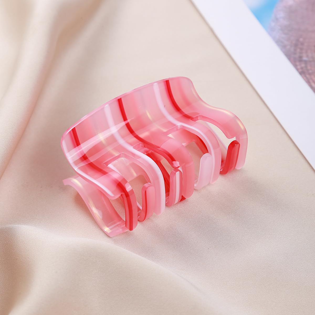 Pink Claw Hair Clip 3inch Acrylic Banana Barrettes Non Slip Strong Holder Hair Jaw Clamp for Women Girs Thin ThickCurly Hair Styling Accessories Summer Beach Holiday Gift (A)