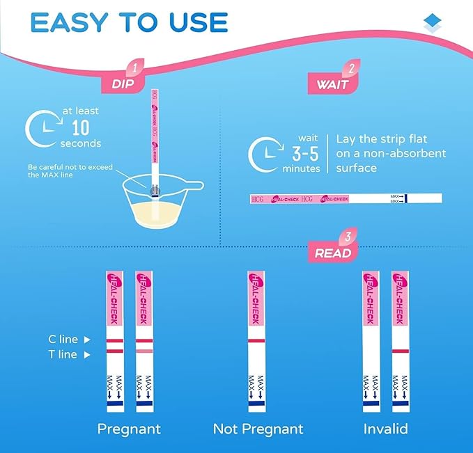 Pregnancy Tests with Cups, HEAL-CHECK Bulk Pregnancy Test Strips for Detection at Home, Over 99% Accuracy, Individually Wrapped Fertility Tests, Extra-Wide 5mm HCG Tests, Pruebas De Embarazo, 10 Count
