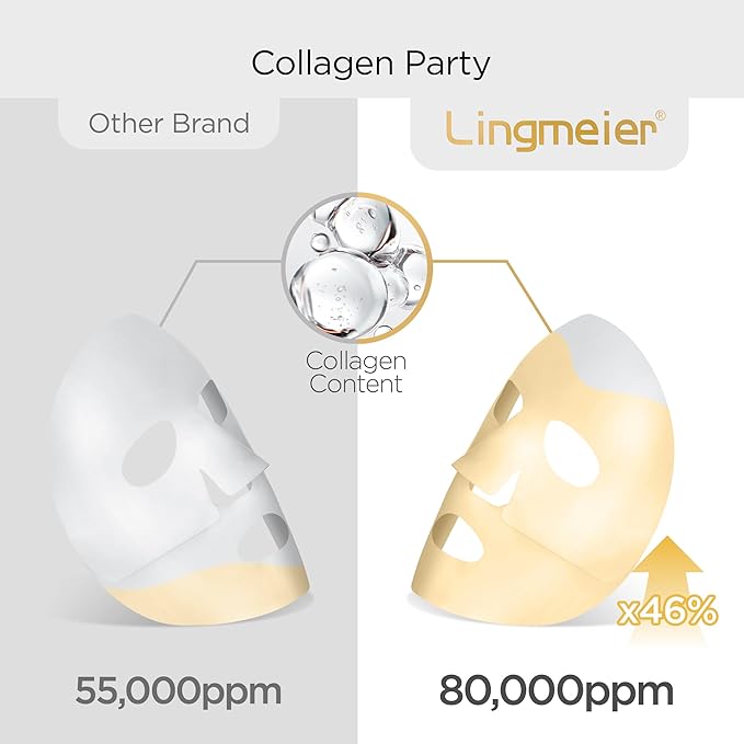 Collagen Face Mask, Real Low-molecular Deep Collagen Collagen 80,000ppm, Overnight Hydrating, Hyaluronic Acid Serum for Face, Original Hydrating Collagen Face Mask, 39g x4 Sheets