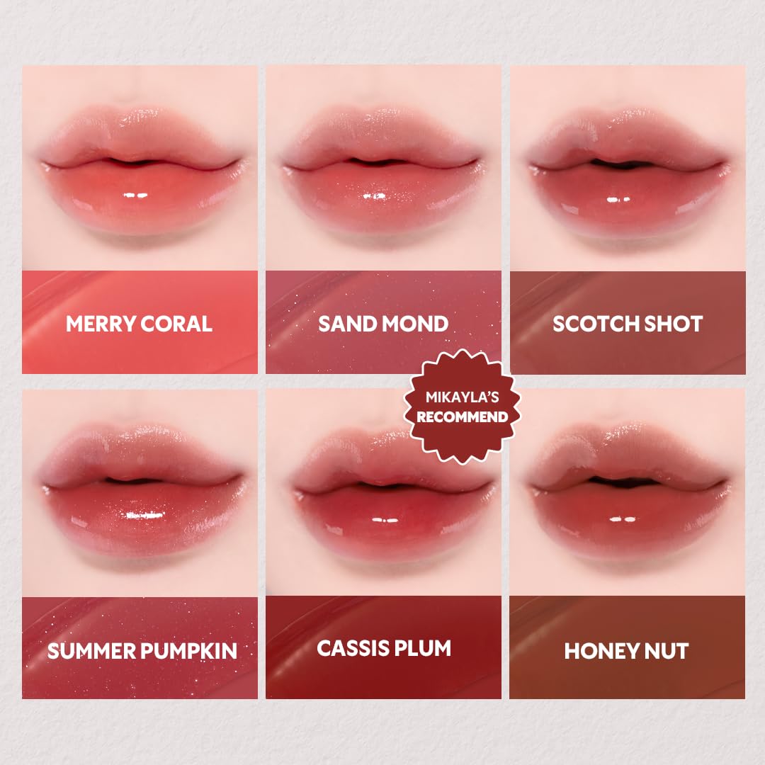 TIRTIR [*Mini Size Waterism Tinted Lip Gloss #08 Summer Pumpkin, 0.06 Fl Oz – Kiss Ready Lipgloss, 12H Long Lasting Non Sticky Natural Tinted Glow Korean Multiuse Cheek and Lip Tint for Women gift
