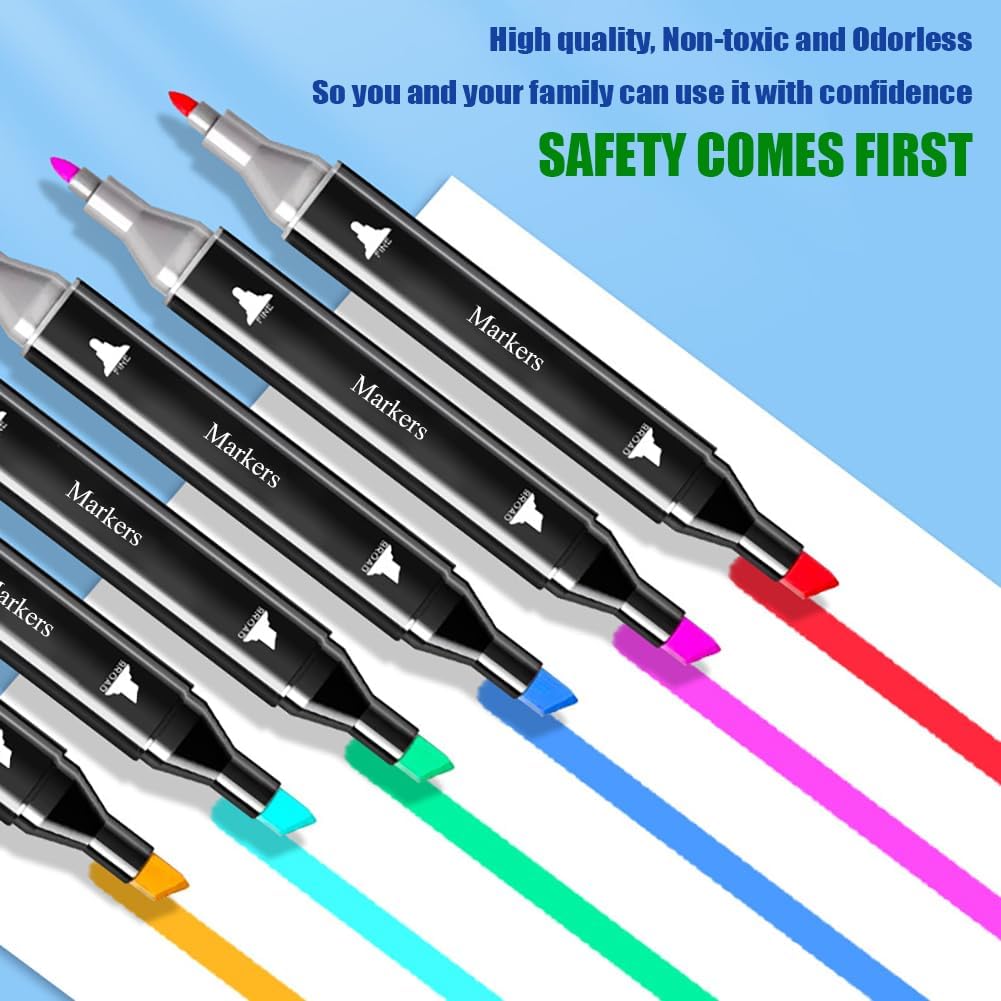 Alcohol Markers, 80 Colors Art Drawing Markers Set for Kids Adults Dual Tip Permanent Sketch Markers, with Organizing Case