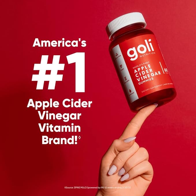 Goli Nutritional Supplement, Apple Cider Vinegar Gummy Vitamins Nutrition, 2 Pack of 60 Count