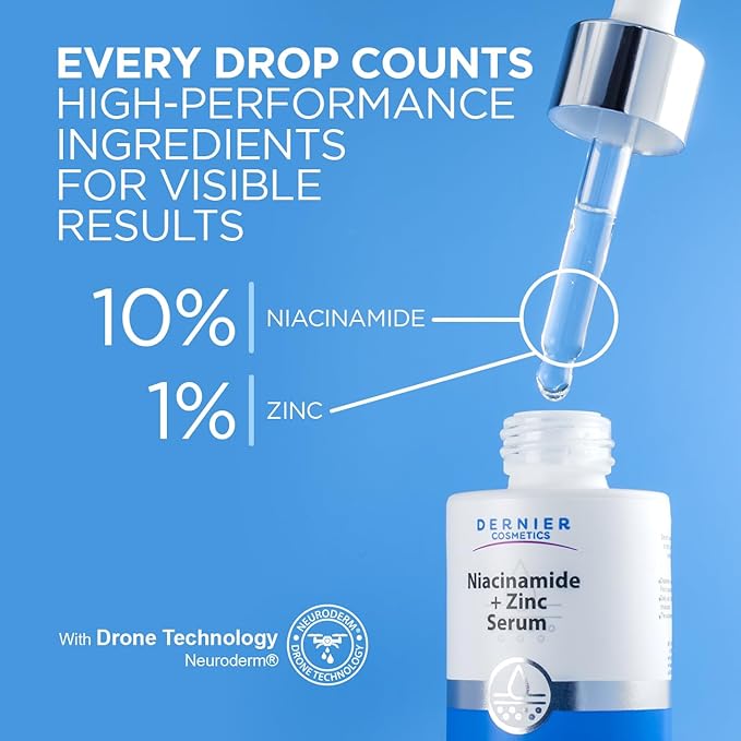 Dernier Niacinamide 10% + Zinc Serum Skin Care – Dark Spot Corrector & Hydrating Face Moisturizer – Beauty Products for Glowing Face – Pore Minimizer Even Skin Tone Sebum Regulator (1 fl oz)