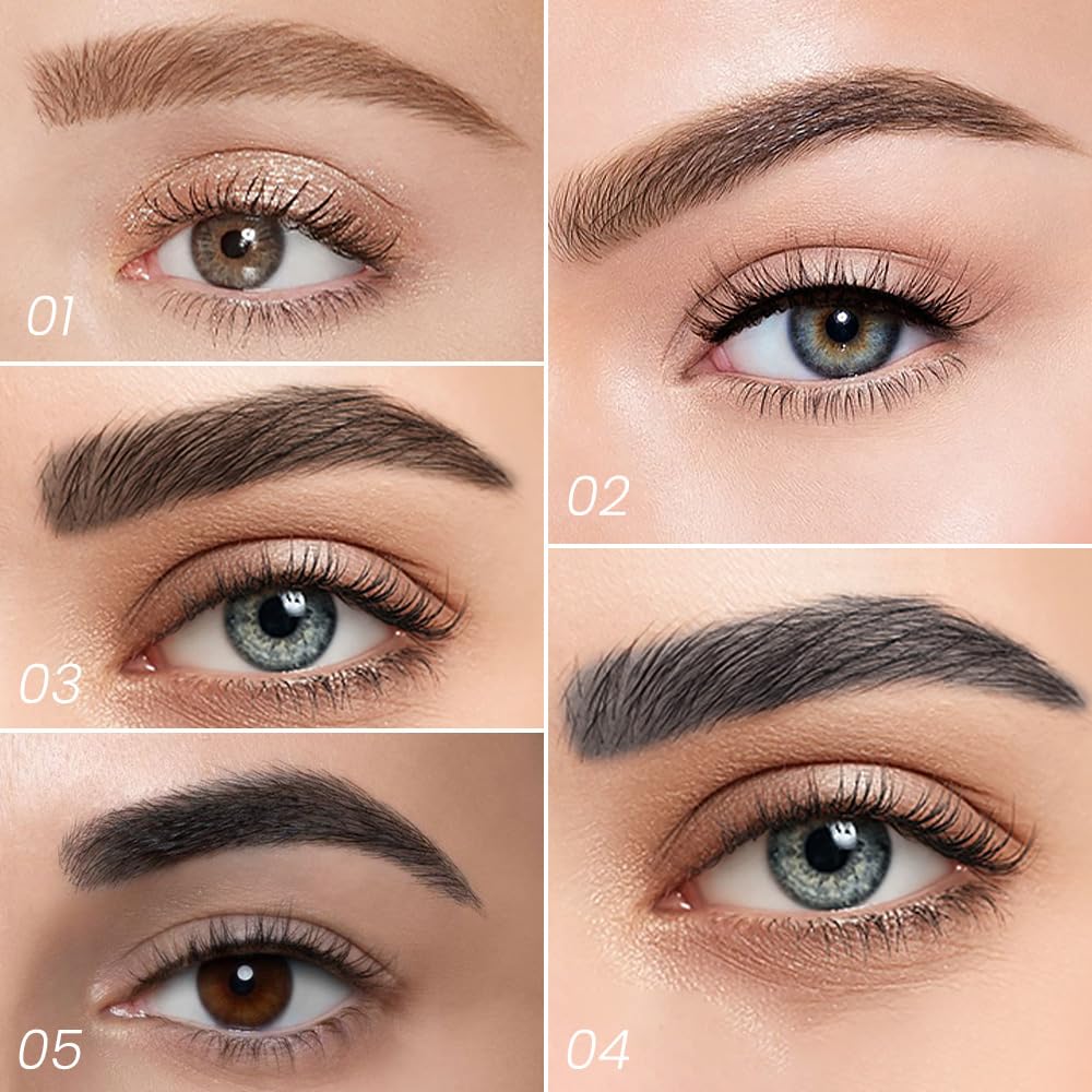 Kaely Eyebrow Pencils for Women, 4 Tip Magical Precise Waterproof Brow Pen, Microblading Eyebrow Contouring Pen, lapiz de cejas 3d Eye Brow Gel, 24h Smudge Proof,04 Grey