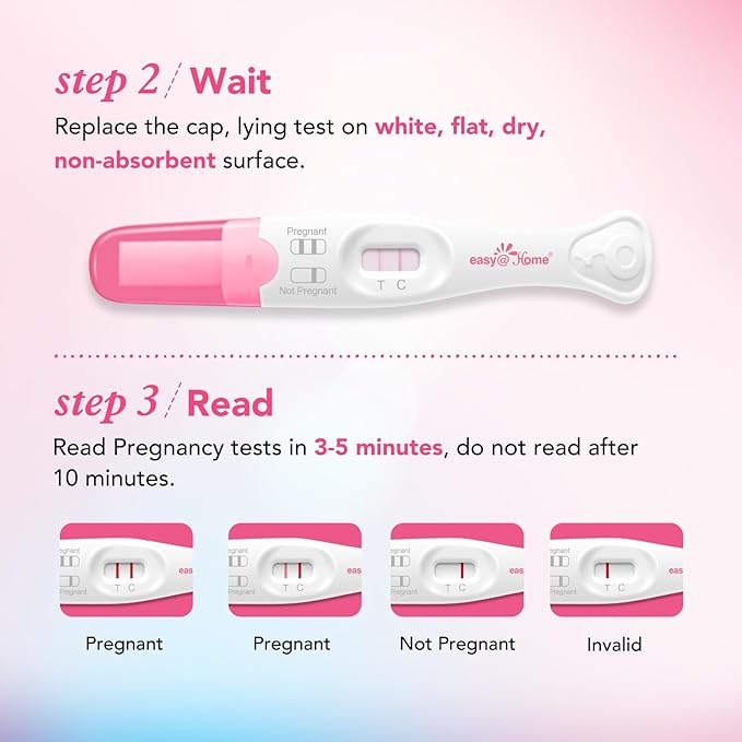 Easy@Home Pregnancy Test Sticks: Early Detection & Reliable - 5 Count - Accurate Results in Minutes - Easy to Use at Home Pregnancy Tests with Curved Handle