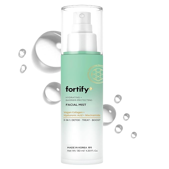 Fortify 9-in-1 Korean Facial Mist Spray with Hyaluronic Acid & Aloe Vera - Ultra Hydrating - Dermatologist Tested, Fragrance-Free - for All Skin Types, Clean Beauty - 130ML/4.39Oz
