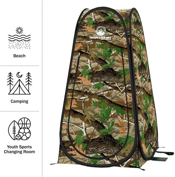 Pop Up Pod - Privacy Shower Tent, Dressing Room, or Portable Toilet Stall with Carry Bag for Camping, Beach, or Tailgate by Wakeman Outdoors