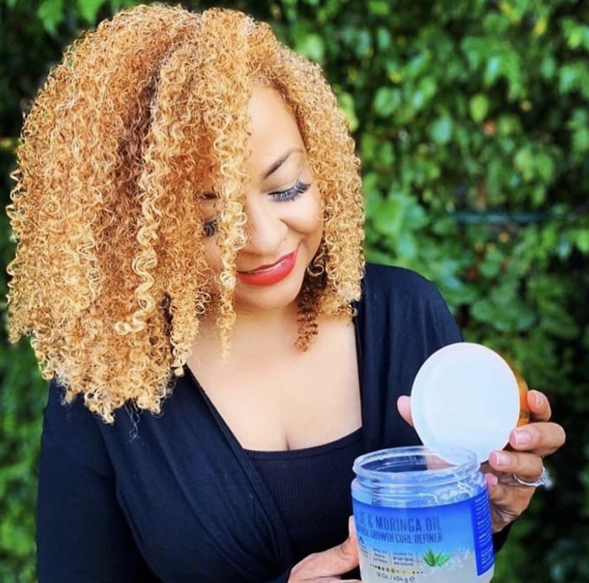 Nefertiti's Secrets Natural Growth Curl Definer | Aloe Vera and Moringa Oil for Hair Growth & Moisture | Strong Hold | Frizz Controller | Curly Hair Products for Women | 8 oz / 237 mL