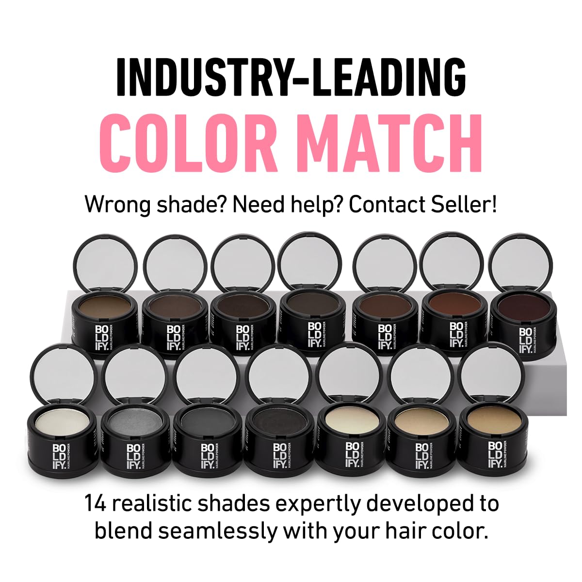 BOLDIFY Hairline Powder - Root Touch Up Hair Color for Gray Coverage - Bald Spot Concealing Hair Powder for Women & Men - 48-Hour Stain-Proof - Dark Gray