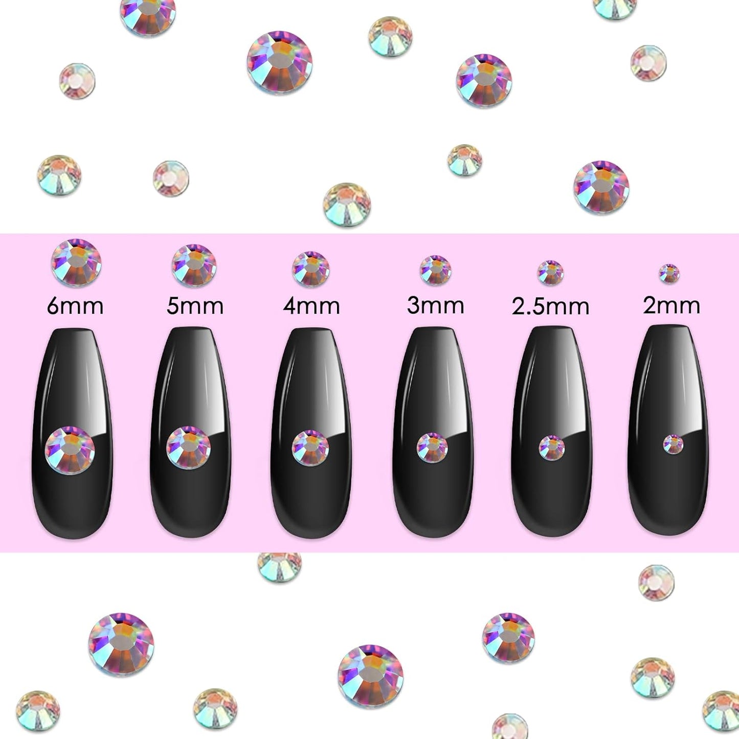 Canvalite 2784Pcs Flat Back Gems, Rhinestones with 5Pcs Jewelry Glues, Pick Up Tweezers and Rhinestones Picker Dotting Pen, Nail Art Tools for Nails, Clothes, Face, Craft