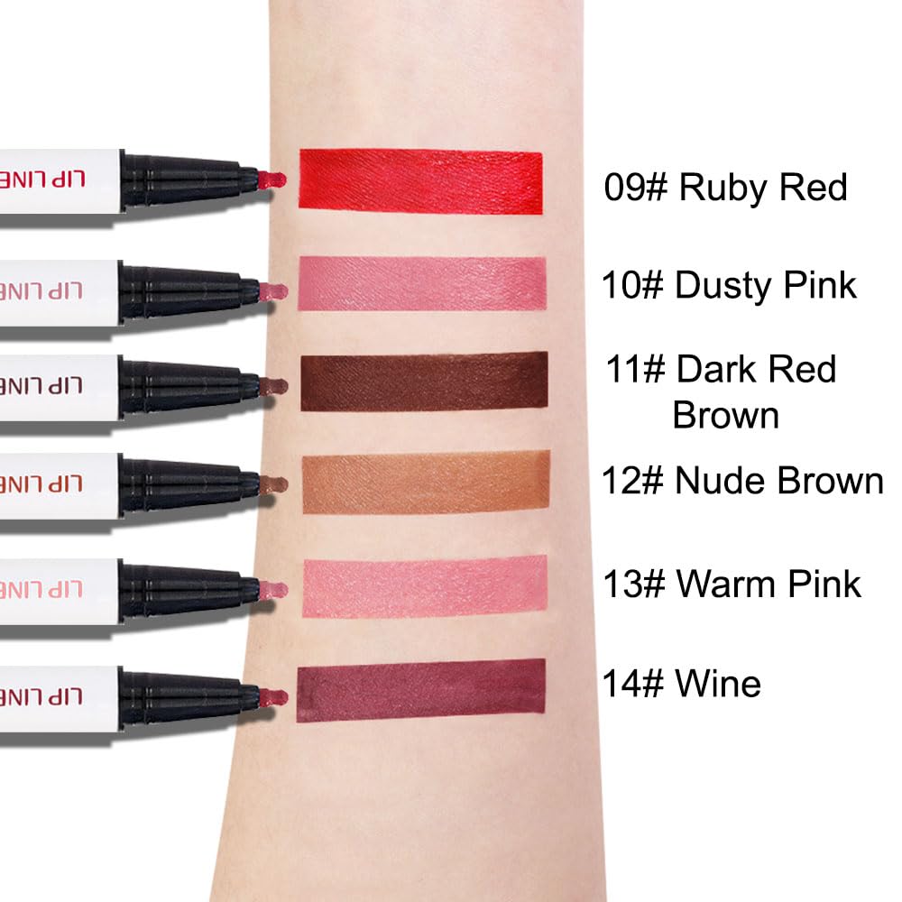 evpct Longwear Liquid Lip Liner Stain Marker Pen Long Lasting Waterproof, Dusty Pink Matte Semi Permanent 24 Hour Lip Liner and Lipstick Combo, Korean Color Stay Lipliner All Day, Lips Stain peel off