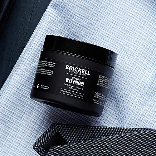 Brickell Men's Products Flexible Hold Wax Pomade for Men, Natural and Organic Irritation Free Natural Shine Hair Styling Product, 2 Ounce, Scented