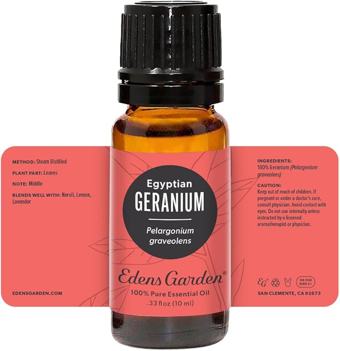 Edens Garden Geranium- Egyptian Essential Oil- 100% Pure Premium Grade, Undiluted, Natural, Therapeutic, Aromatherapy, The Best for Diffuser, Skin, Face, Hair 10 ml (.33 fl oz)