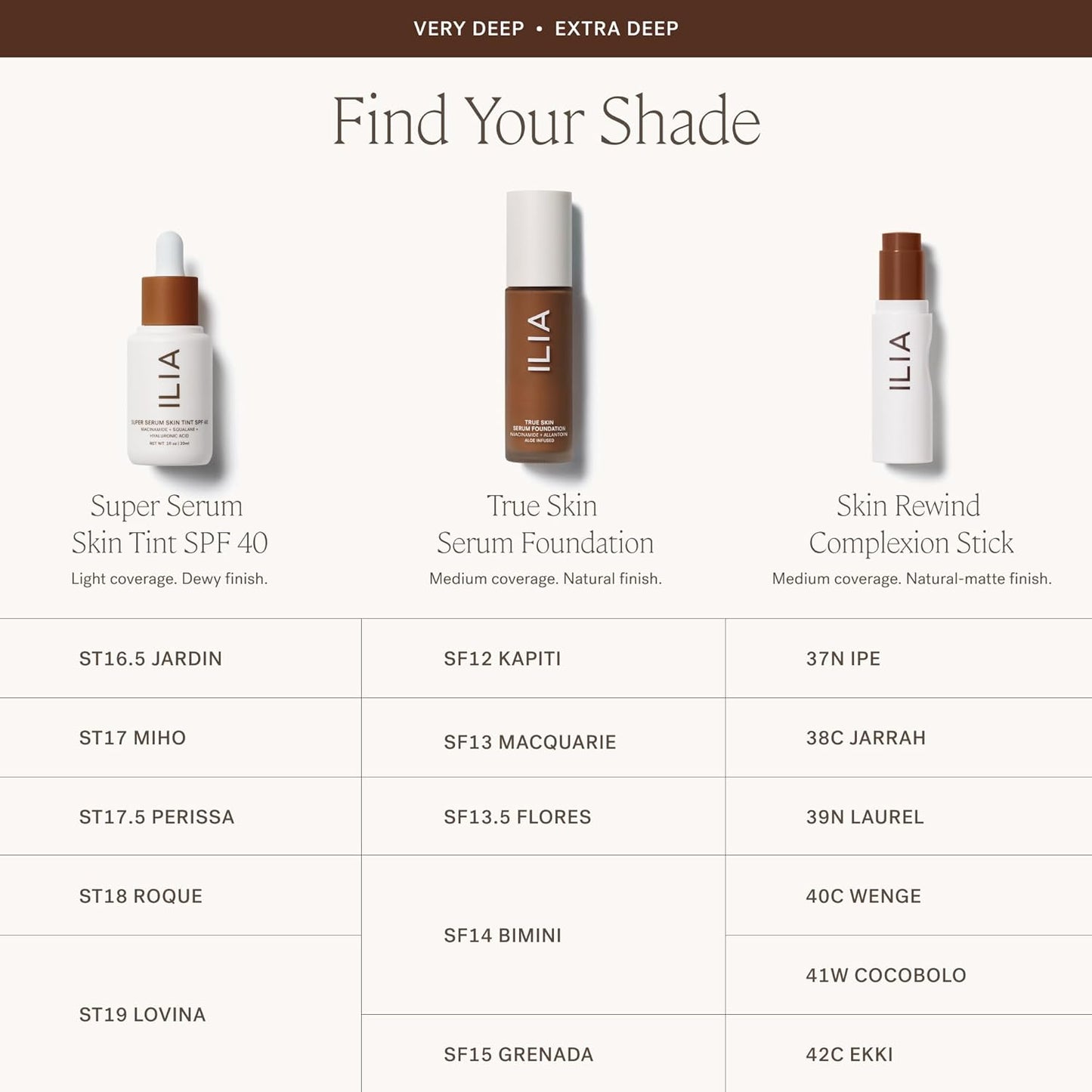 ILIA - Skin Rewind Complexion Stick - Foundation + Concealer + Skincare | Non-Toxic, Vegan, Cruelty-Free, Clean Makeup (42C - Ekki, 0.35 oz | 10 g)