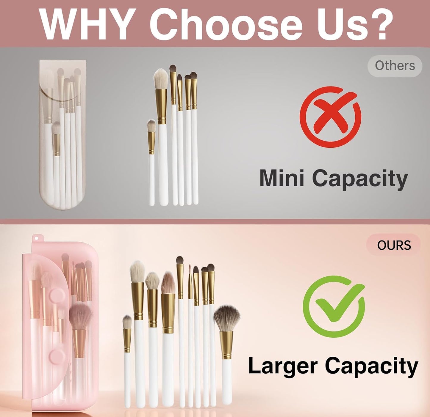 Silicone Makeup Brush Holder And Beauty Sponge Case, Travel Makeup Brush Case With Magnetic Closure, Makeup Sponge Holder 2 In 1 Stand Storage For Quick Drying Pink