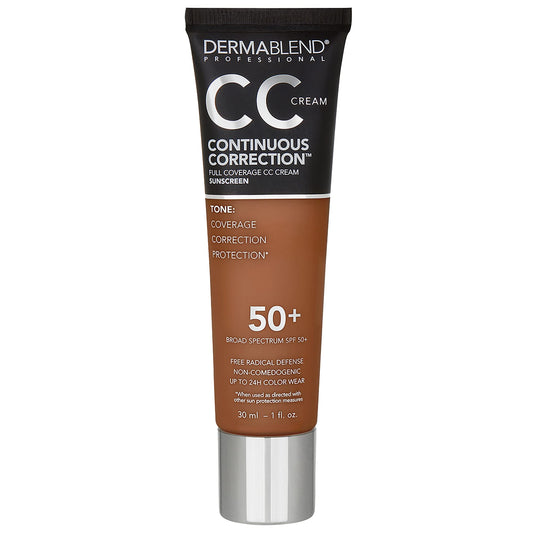 Dermablend Continuous Correction™ Tone-Evening CC Cream Foundation SPF 50+, Full Coverage Foundation Makeup & Color Corrector, Non-Comedogenic