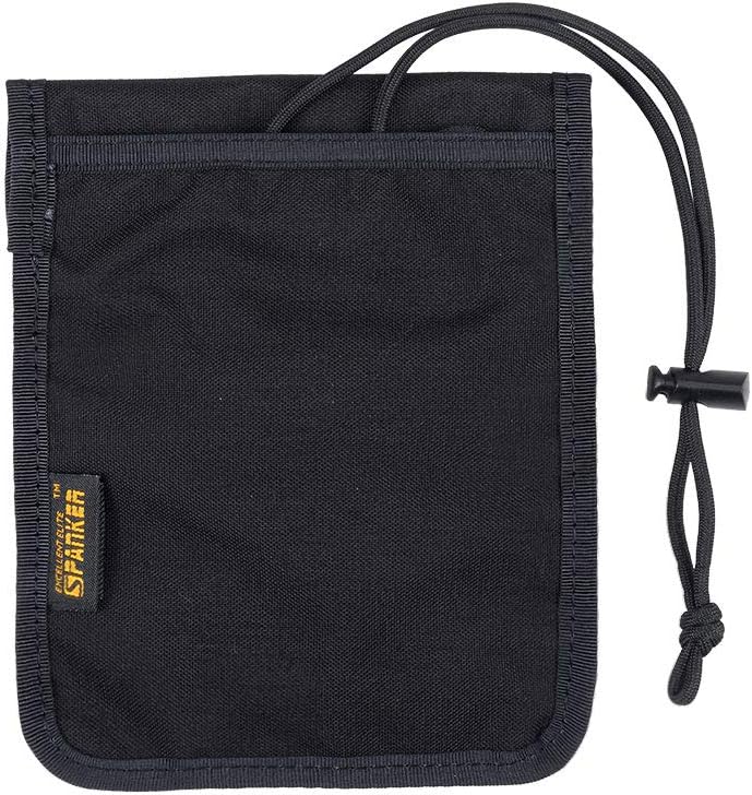EXCELLENT ELITE SPANKER Passport Holder Nylon Neck Pouch RFID Blocking Travel Neck Wallet ID Card Organizer Pouch with Neck Lanyard(Black)
