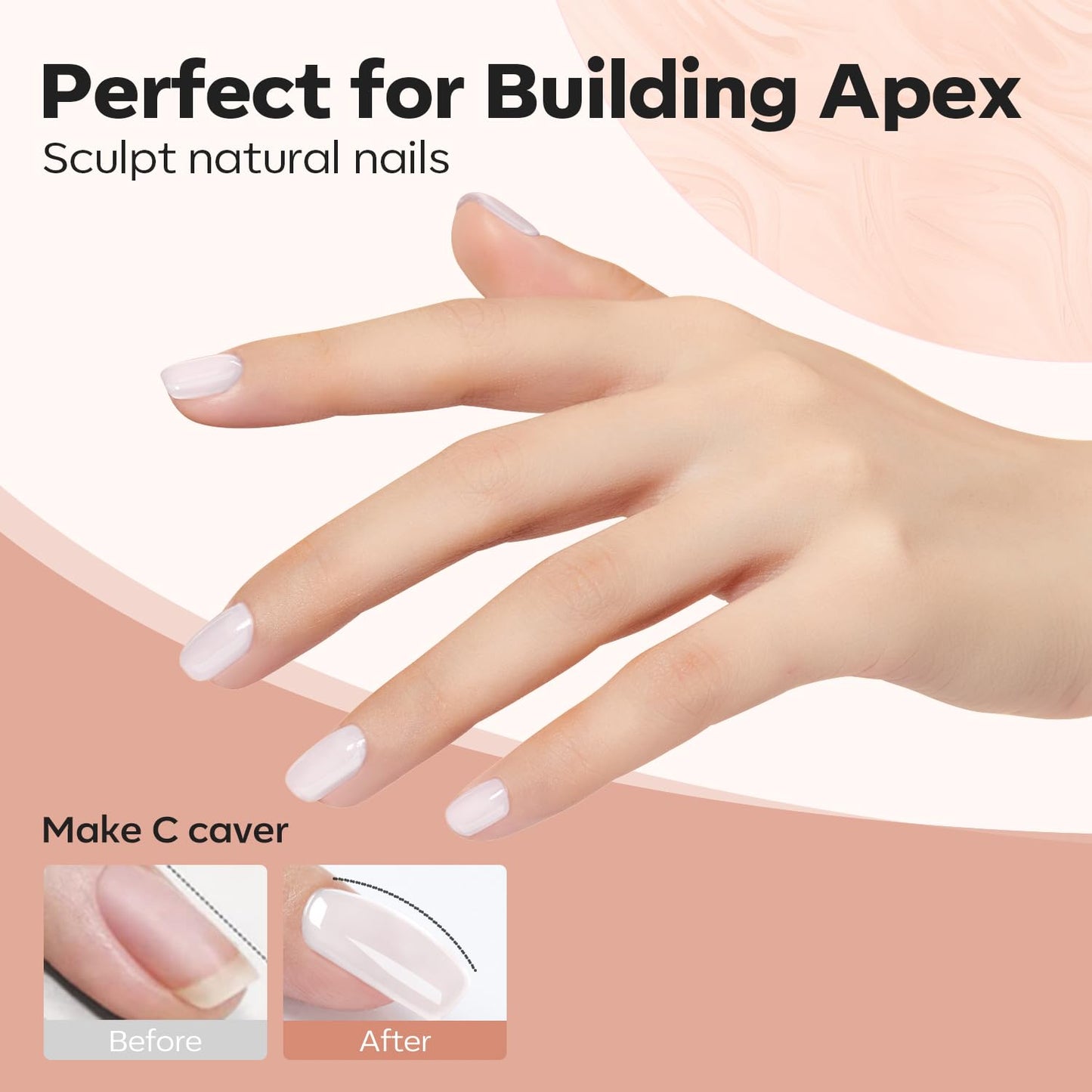 modelones Builder Nail Gel, Milky White Builder for Nail Thickening, 8-in-One LED Lamp Cured Strengthener Hard Color Base Extension Glue Gel Polish in a Bottle for Home DIY Salon Women