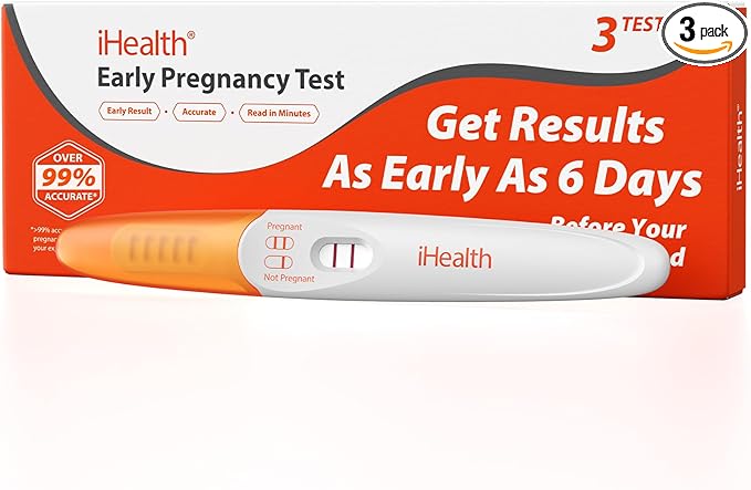 iHealth Early Detection Pregnancy Test, 3-Pack 99% Accurate Home HCG Test Kit, Results 6 Days Sooner with High-Sensitivity 10mIU/mL, Easy Dip & Read Clear Results