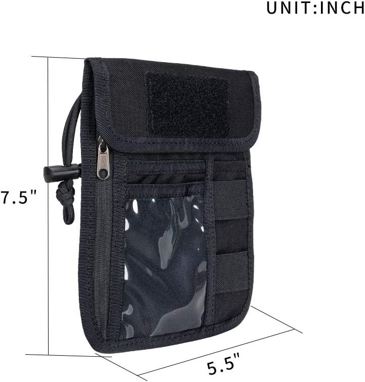 EXCELLENT ELITE SPANKER Passport Holder Nylon Neck Pouch RFID Blocking Travel Neck Wallet ID Card Organizer Pouch with Neck Lanyard(Black)