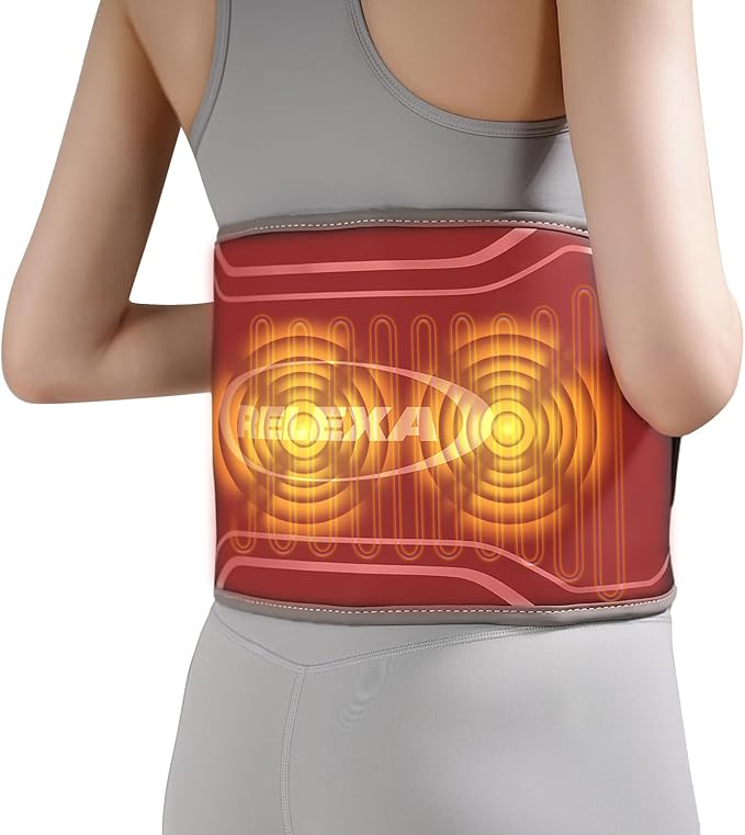 Heating pad for Back Pain Relief, 60” Large Portable Lower Back Massager with 3 Vibration and 4 Heat, Heated Back Brace Gifts for Family Men Women