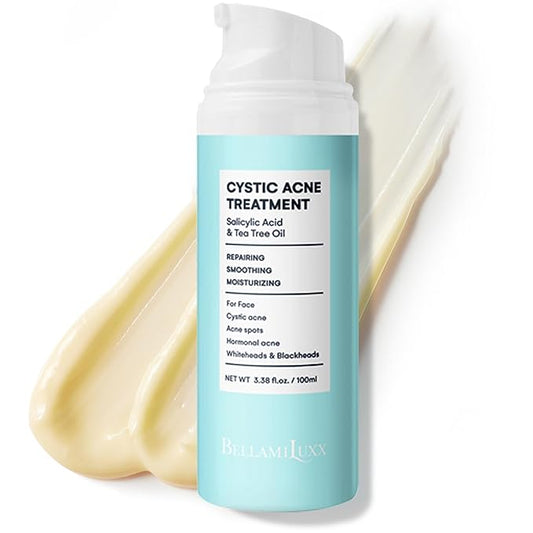 Cystic Acne Treatment for Face: Hormonal Acne Treatment Cream for Teens & Adults - Salicylic Acid & Tea Tree Oil Pimple Spot Remover - Anti-Acne Moisturizer Reduces Redness, Blemishes
