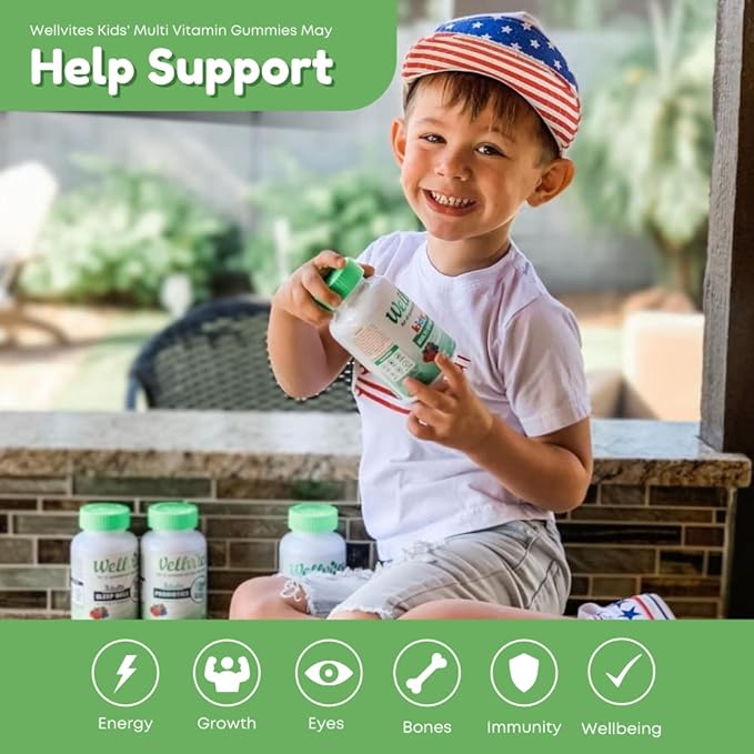 Kids Multivitamin Gummies - Sugar Free, Vegan, Non-GMO, Vitamin A, D, B6, B12 and C - No Artificial Sweeteners, Gluten-Free, Gelatin-Free - 60 Count (30 Day Supply)