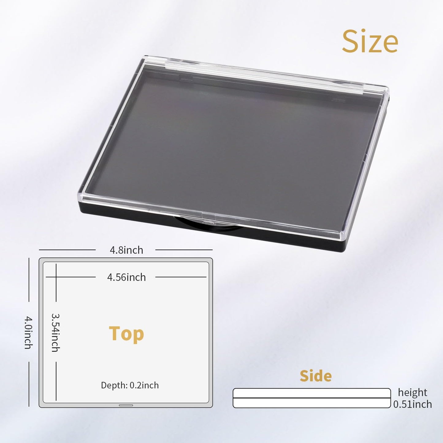 Magnetic Makeup Palette with Clear Top, 3Pack Empty Eyeshadow Pan Dispensing Storage Box with 60Pcs Adhesive Metal Stickers for DIY Cosmetics Lipstick Blush Powder-4.8" x 4"Palette