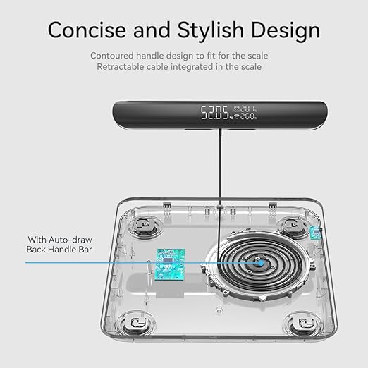 Fitdays Smart Body Fat Scale | Advanced 8-Electrode Technology for BMI/20+ Body Metrics | Full-Color LED & High Precision | Bathroom Weight Scale for Fitness/Weight Loss | (FG2202WB-BLACK)