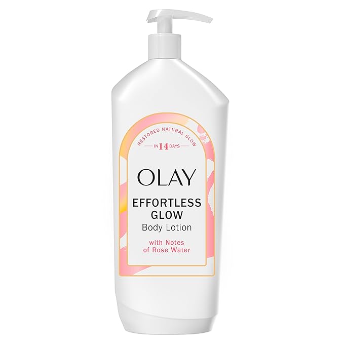 Olay Body Lotion for Women, Effortless Glow, Restore Natural Glow, 24hr Moisturizing & Deep Hydration, Absorbs Instantly, Penetrating Vitamin B3 Complex, For All Skin Types, Rose Water Scent, 18 fl oz