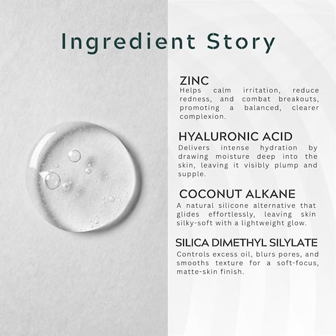 Zinc 1% + Hyaluronic Acid 10% - Advanced Anti-Aging Serum for Face -Balance Oily Skin, Minimizes Pores & Smooths Fine Lines - Deep Hydration Serum for All Skin Types - 1 Fl Oz