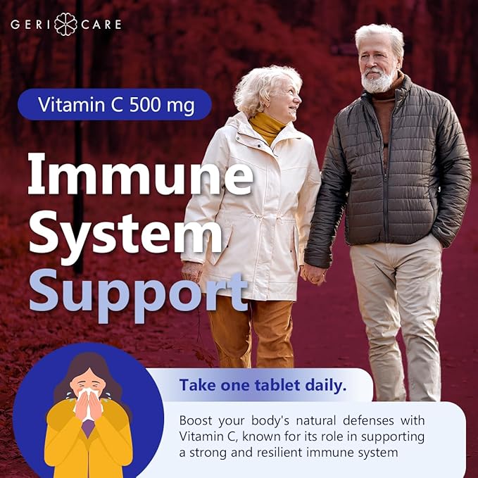 GeriCare Vitamin C 500 mg Antioxidant, Immune System Support, Nutritional Supplement Tablets, 200 Count (Pack of 1)