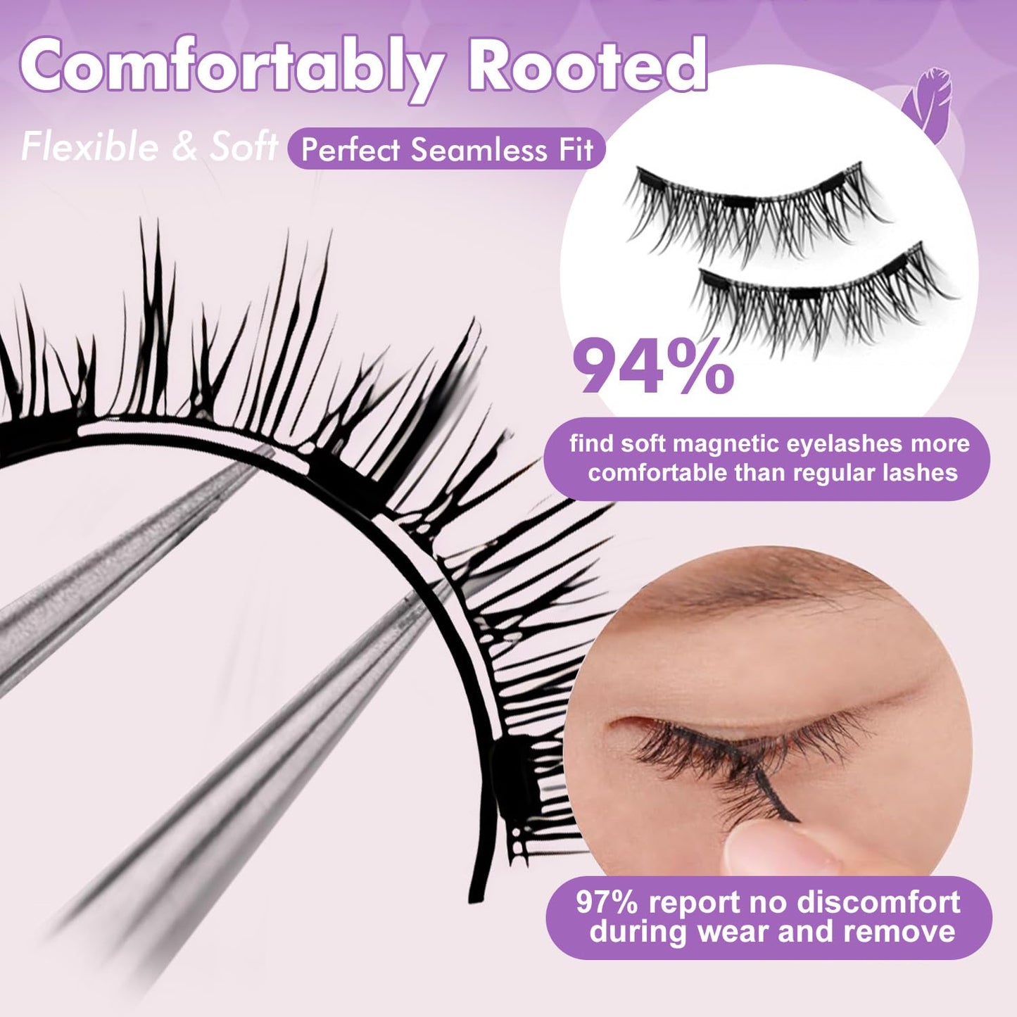 Elara Craft Eyelashes with Applicator, Magnetic Eyelashes Natural Look,Reusable Magnet Lashes No Glue Needed Soft Lashes Kit(Natural)