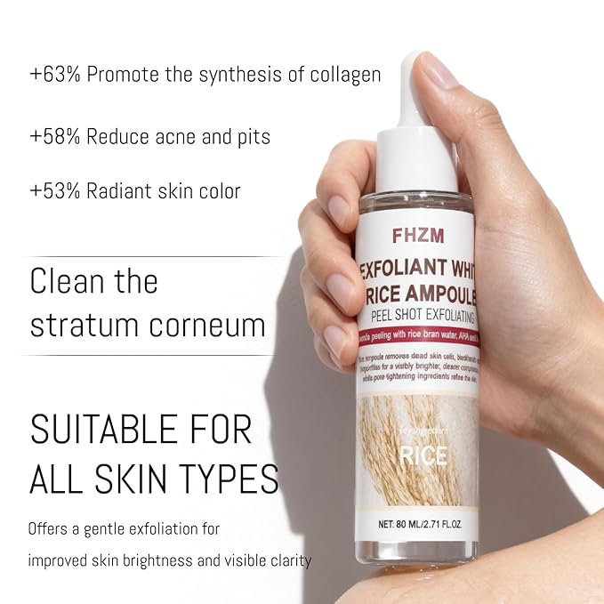 2PCS Rice Exfoliating Ampoule Set – Black & White Rice Dual Brightening Treatment | Gentle Enzyme Peel + Hydration Boost for Glowing Skin | Pore Refining & Dark Spot Care (1)