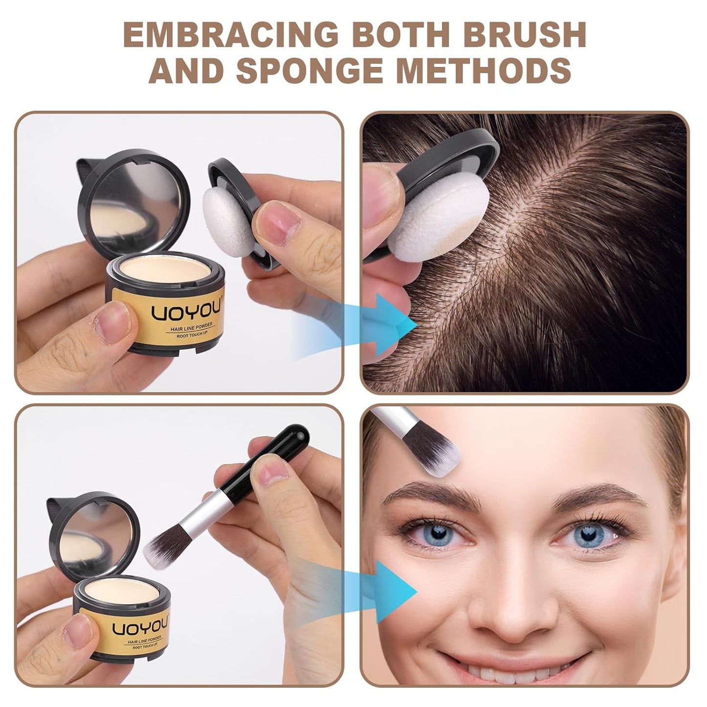 Root Touch Up Powder Instantly Conceals Hair Loss, Gray Root Cover Up Powder, Water & Sweat Resistant Hair Powder for Thinning Hair Men & Women, Includes Brush (Medium Blonde, 4g Bottle with Brush)