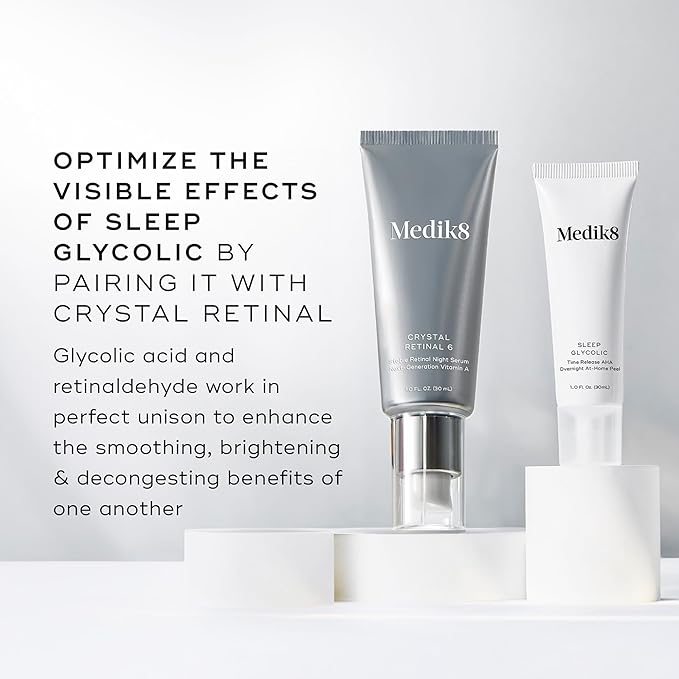 Medik8 Sleep Glycolic - Exfoliating Glycolic Acid At Home Face Peel - Night Cream for Face - Night Peel with Glycerin and Korean Clover - 1.0 oz