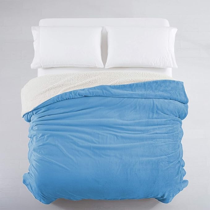 IR Imperial Rooms Sherpa Fleece Throw Blanket Twin Size for Couch - Thick and Warm Fluffy Light Blue Blankets for Winter, Soft and Fuzzy Twin Blanket for Bed, 60x80 Inches