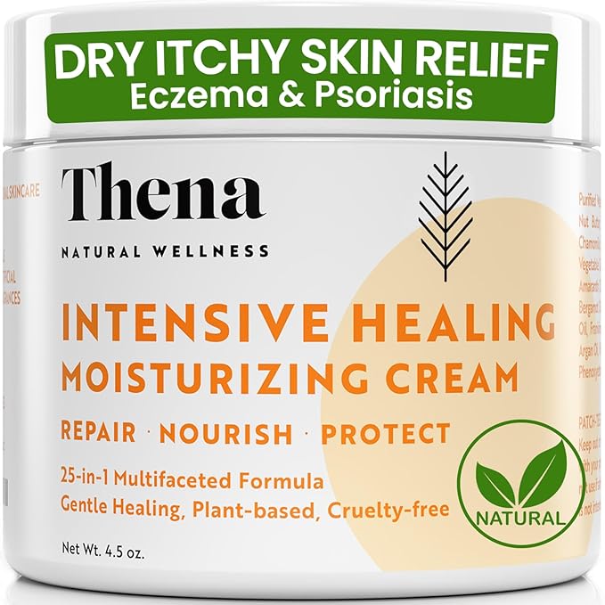 25-in-1 Healing Moisturizing Cream Dry Irritated Itchy Skin Relief - Soothes Nourishes Body Scalp Hands, Natural Moisturizer for Eczema Psoriasis Dermatitis, Adults Kids