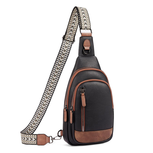CLUCI Sling Bag for Women Leather Cross body Bag Large Sling Backpack Chest Bag Daypack for Travel Hiking