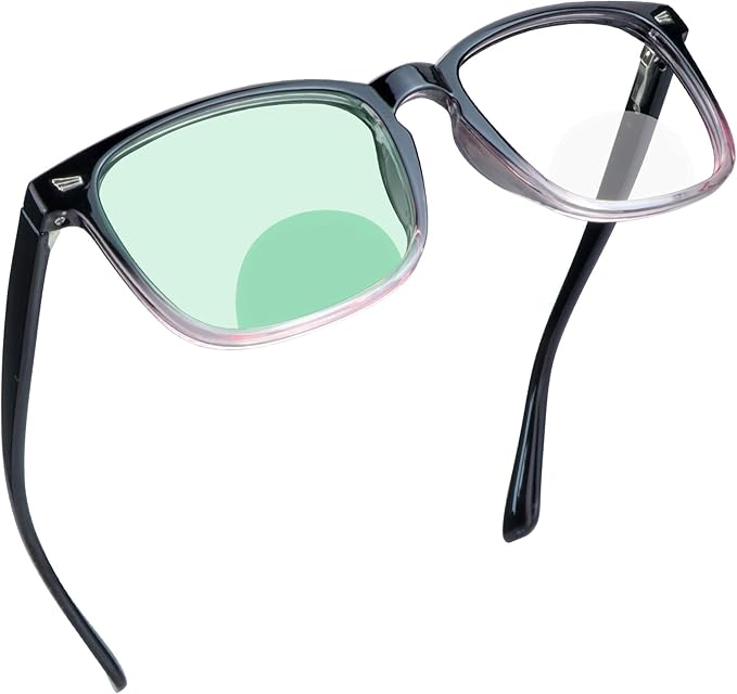 YEIN Bifocal Reading Glasses with Blue Light Blocking Lenses, Bifocal Reader for Women and Men, Vintage Square frame with Spring Hinge (+0.50/+2.50 magnification)