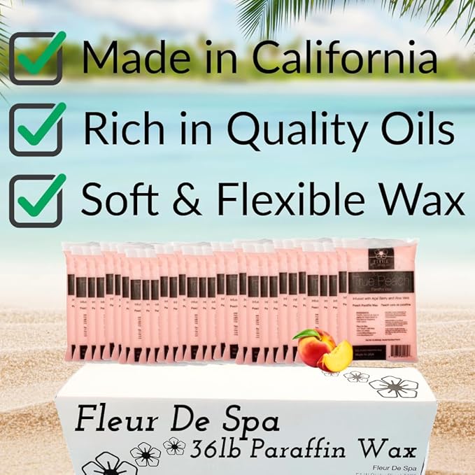 Paraffin Wax Refill for Hands and Feet | FLEUR DE SPA | Made in USA | With Acai, Coconut Oil, Jojoba, Aloe | Hydrates Dry Skin - At-Home Spa Experience