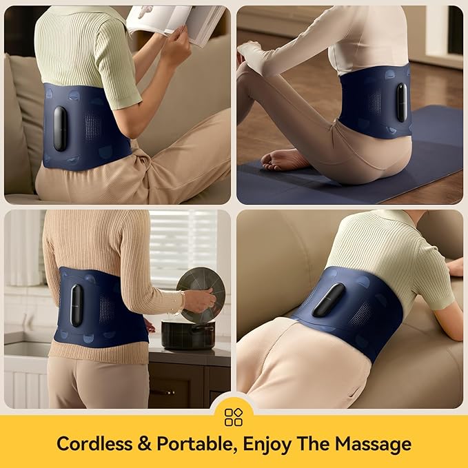 Deerma Heating Pad for Back,Christmas Gifts,Cordless Rechargeable Lower Back Heating Pad Muscle Relief Portable Heated Wearable Back Support Brace with Light Vibrating for Back Relief Period Cramps