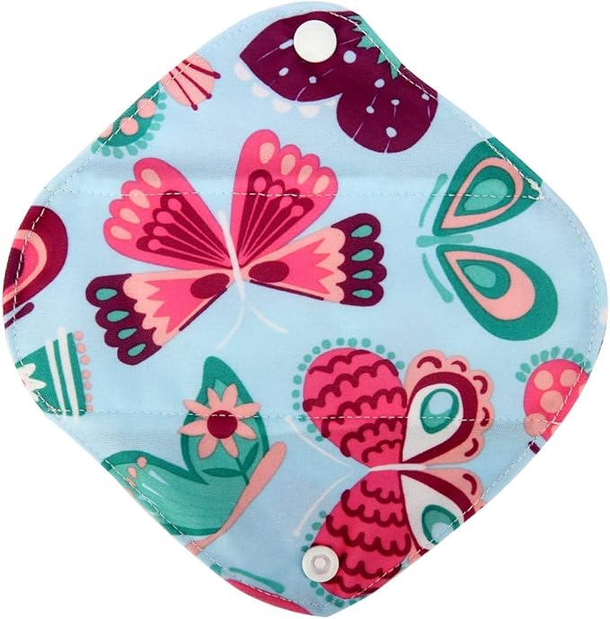 5 Cloth Menstrual Pads 1 Wet Bag XS Panty Liners Reusable Washable (Silver Foliage, XS Panty Liners)