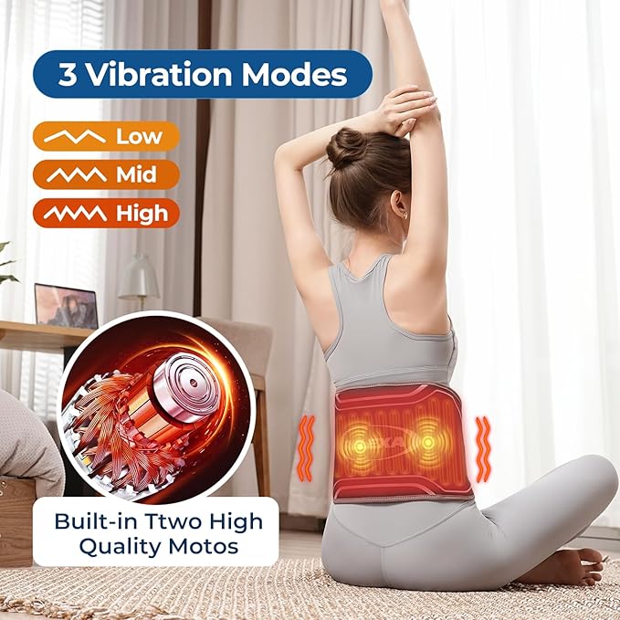 Heating pad for Back Pain Relief, 60” Large Portable Lower Back Massager with 3 Vibration and 4 Heat, Heated Back Brace Gifts for Family Men Women