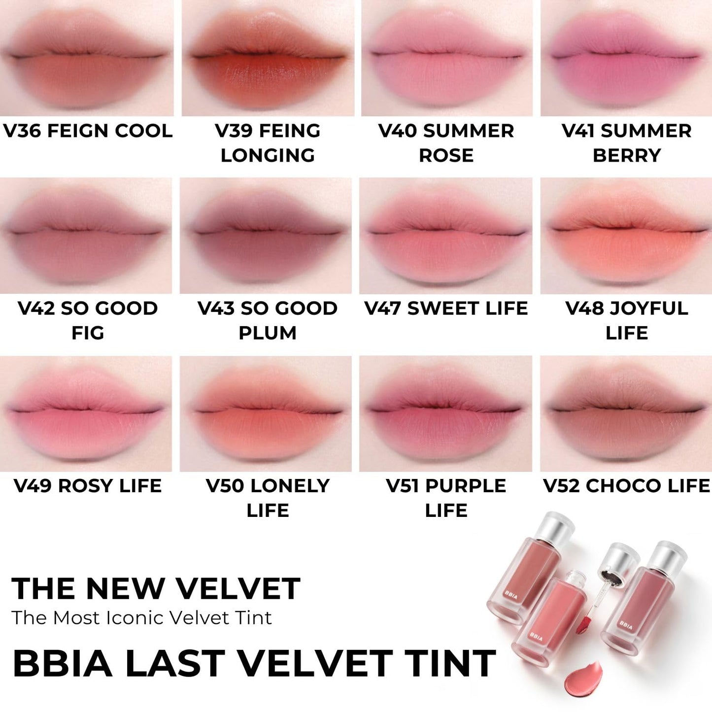 BBIA Last Velvet Tint MLBB Edition - Soft Creamy Matte Finish Lip Stain, Blur Effect & Velvety Texture, Long-Lasting, High Pigment, Non-Drying, Vegan, Korean Lip Makeup (V48 JOYFUL LIFE, Pack of 1)