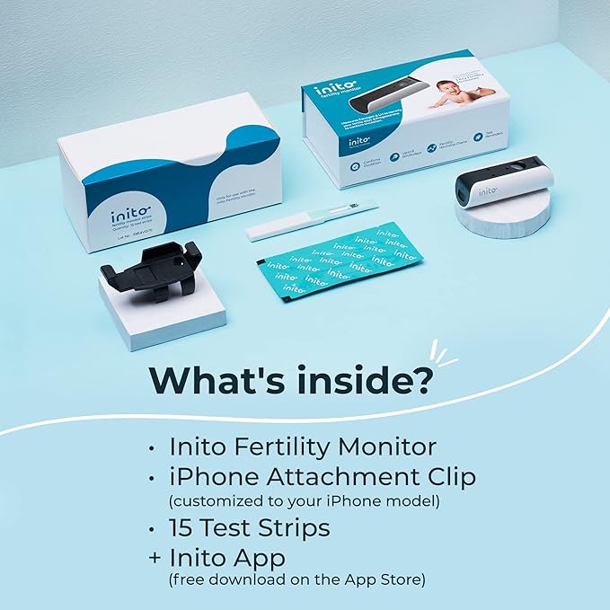 Inito Fertility Monitor & Hormone Tracker for Women | Estrogen, LH, PdG (Urine Metabolite of progesterone), FSH | Track and Confirm Ovulation | Includes 15 Test Strips (iPhone 13 Mini)