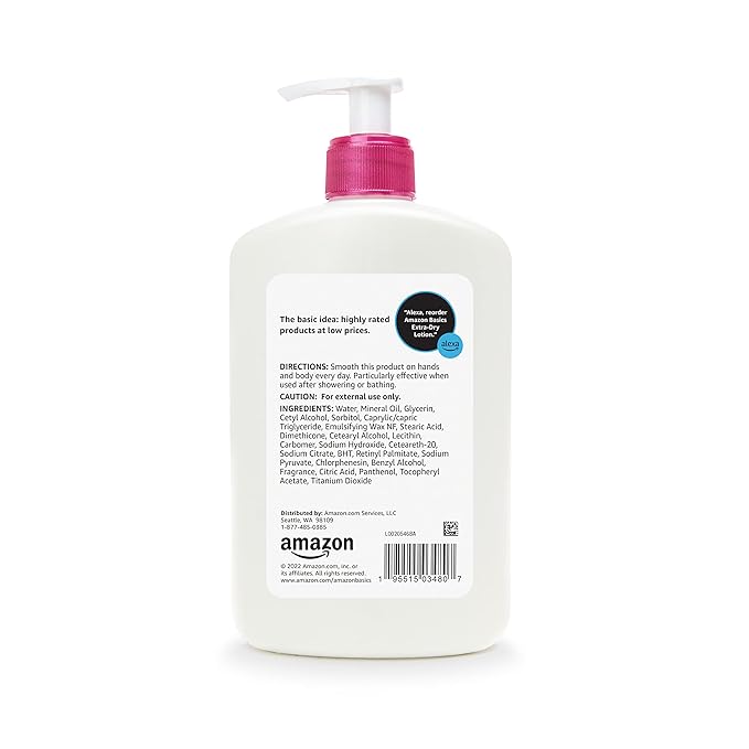 Amazon Brand - Solimo Extra-Dry Skin Lotion with Vitamins B5 & E, 16 fl oz