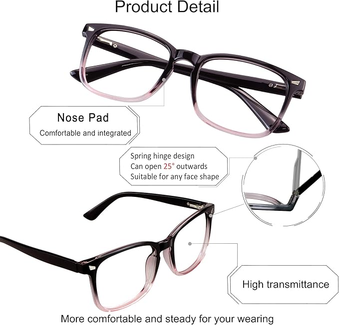YEIN Bifocal Reading Glasses with Blue Light Blocking Lenses, Bifocal Reader for Women and Men, Vintage Square frame with Spring Hinge (+0.50/+2.50 magnification)